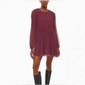 New Aritzia Wilfred Daydreamer Pleated chiffon mini dress